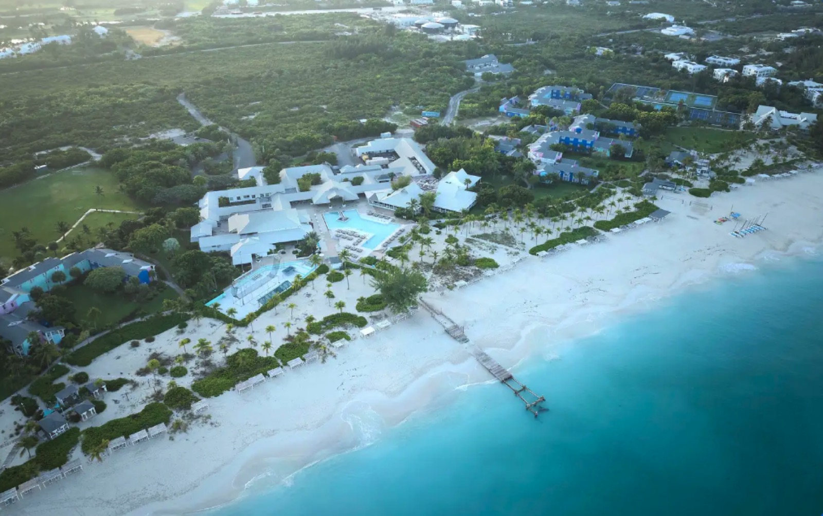 Aerial view of Grace Bay and Club Med Turkoise, Turks & Caicos