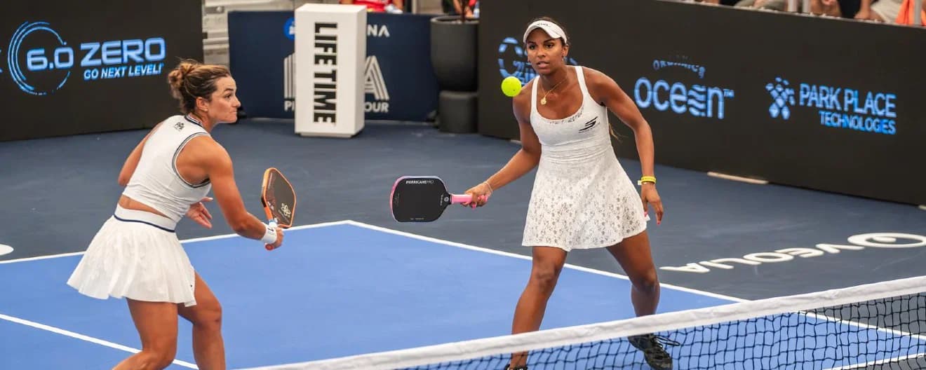 Hurricane Tyra Black and Catherine Parenteau competing in women's doubles at the Veolia Chicago Cup.