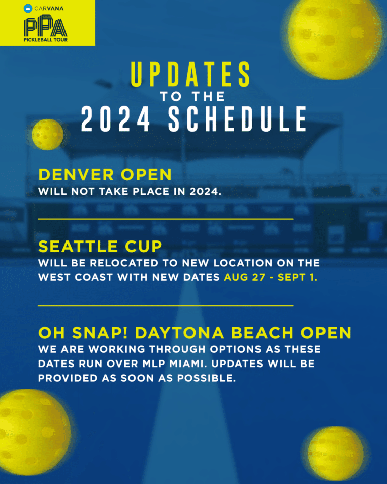 Updates To The 2024 Schedule PPA Tour